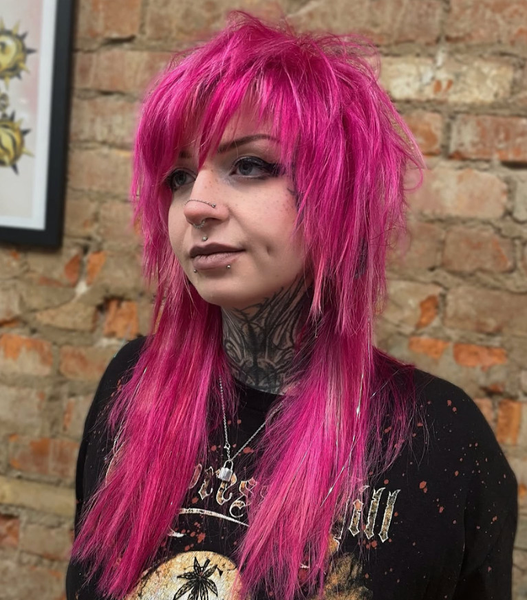 Vivid blue and green hair styling