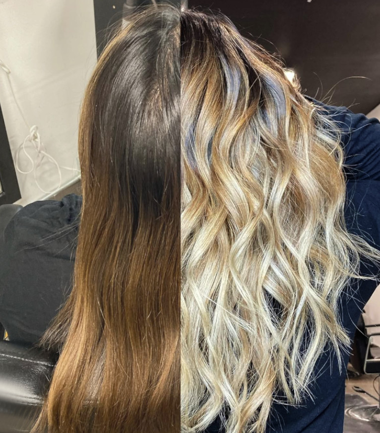 Stylish layered haircut with color